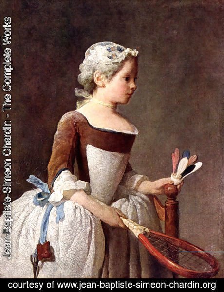 Jean-Baptiste-Simeon Chardin - Girl with Racket and Shuttlecock, c.1740