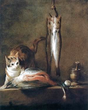 Jean-Baptiste-Simeon Chardin - Still-Life with Cat and Fish