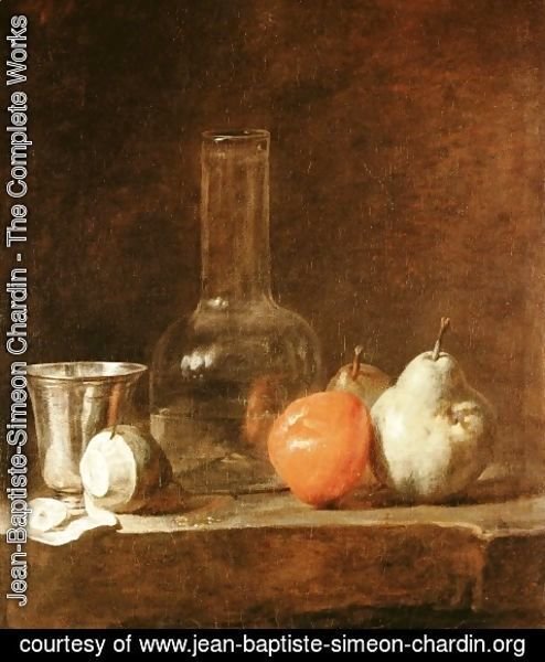 Jean-Baptiste-Simeon Chardin - Still Life With Carafe  Silver Goblet And Fruit
