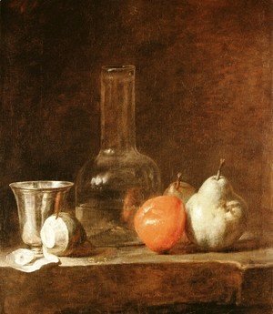 Jean-Baptiste-Simeon Chardin - Still Life With Carafe  Silver Goblet And Fruit