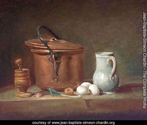 Still Life With Copper Pan And Pestle And Mortar