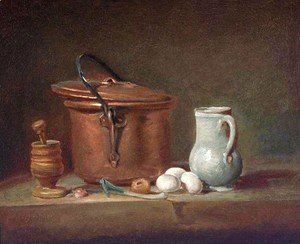 Jean-Baptiste-Simeon Chardin - Still Life With Copper Pan And Pestle And Mortar