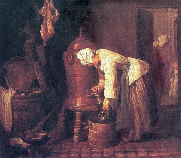 Woman Drawing Water from a Copper Cistern