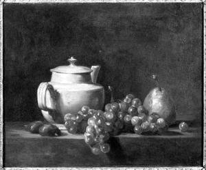 Jean-Baptiste-Simeon Chardin - White Teapot with Two Chestnuts, White Grapes and a Pear
