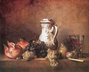 Jean-Baptiste-Simeon Chardin - Still Life with Grapes and Pomegranates, 1763