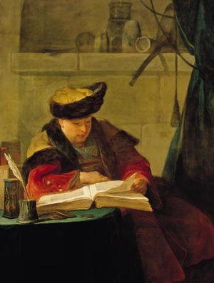 A Chemist in his Laboratory, or The Prompter, or A Philosopher giving a Lecture (Portrait of the painter Joseph Aved (1702-66), 1734
