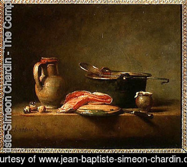 Jean-Baptiste-Simeon Chardin - Copper Cauldron with a Pitcher and a Slice of Salmon