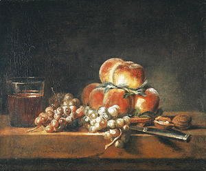 Still Life of Peaches, Nuts, Grapes and a Glass of Wine, 1758