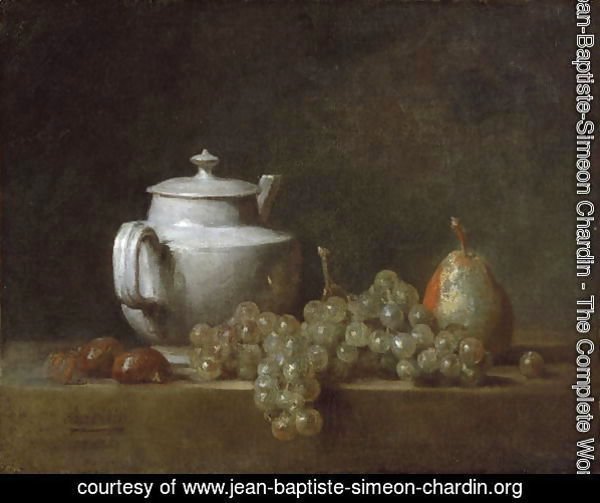 Still Life with Tea Pot, Grapes, Chesnuts, and a Pear, c.1764