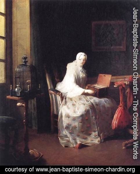Jean-Baptiste-Simeon Chardin - The Bird Organ or A Woman Varying Her Pleasures