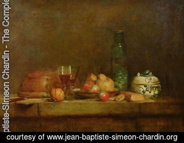 Jean-Baptiste-Simeon Chardin - Still Life with a Bottle of Olives, 1760