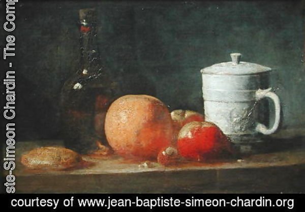 Jean-Baptiste-Simeon Chardin - Still Life with Fruit and Wine Bottle