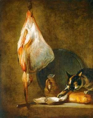 Jean-Baptiste-Simeon Chardin - Still-Life with Cat and Rayfish